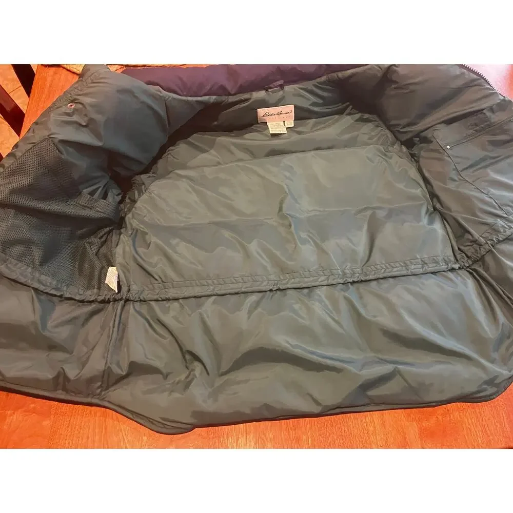 Eddie Bauer Goose Down Puffer Vest Men's Large Navy Blue Pockets‎ Vintage Zip Up